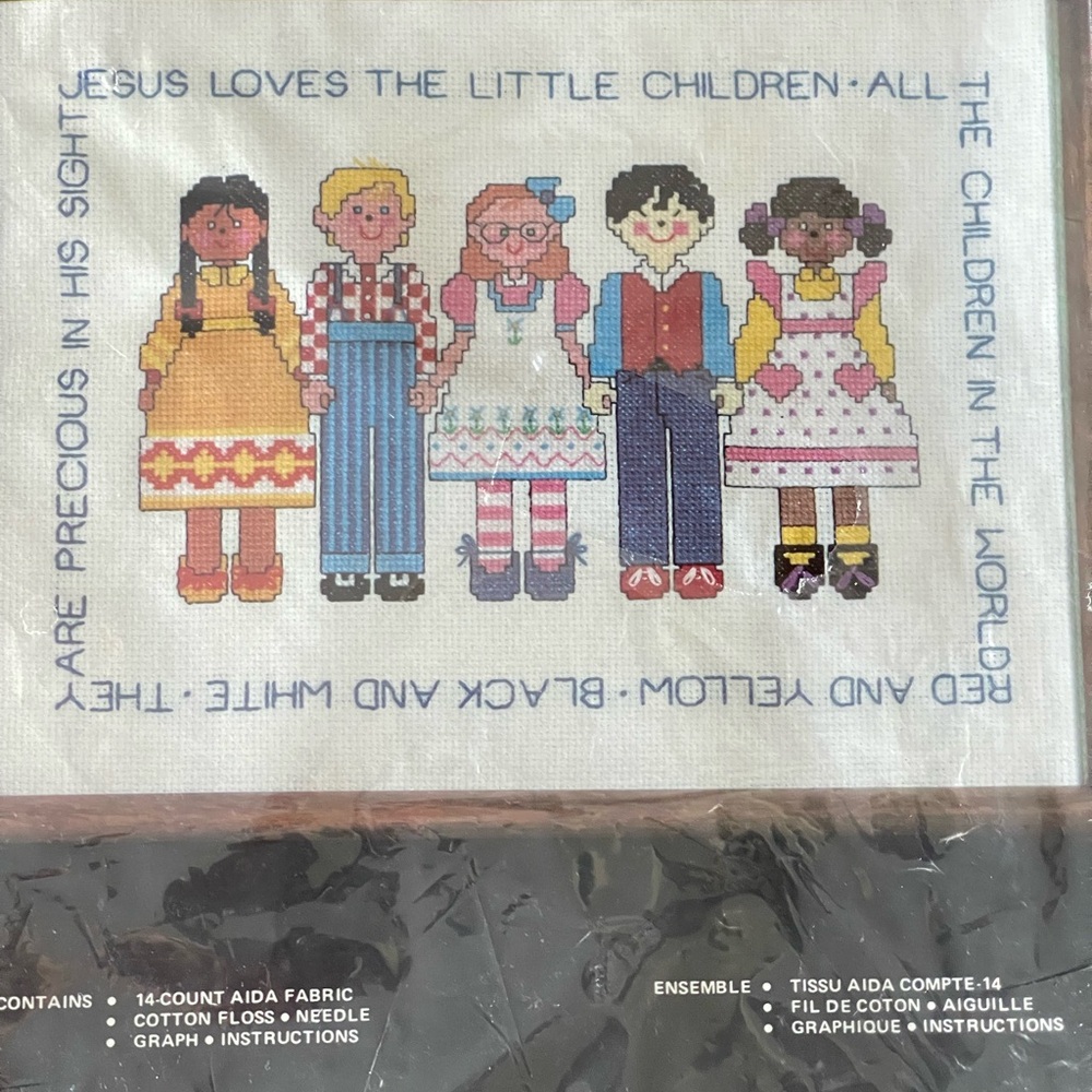 Jesus loves the little children, Cross Stitch Kit with Children Design